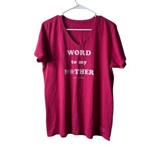 Life is Good Pink Graphic V-neck Short Sleeve Tee T-shirt